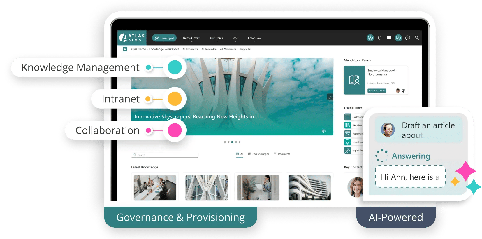 Arlas Intelligent Knowledge Platform Tablet image with AI