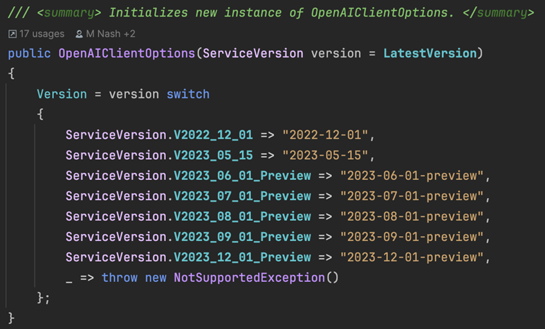 OpenAI Service Versions