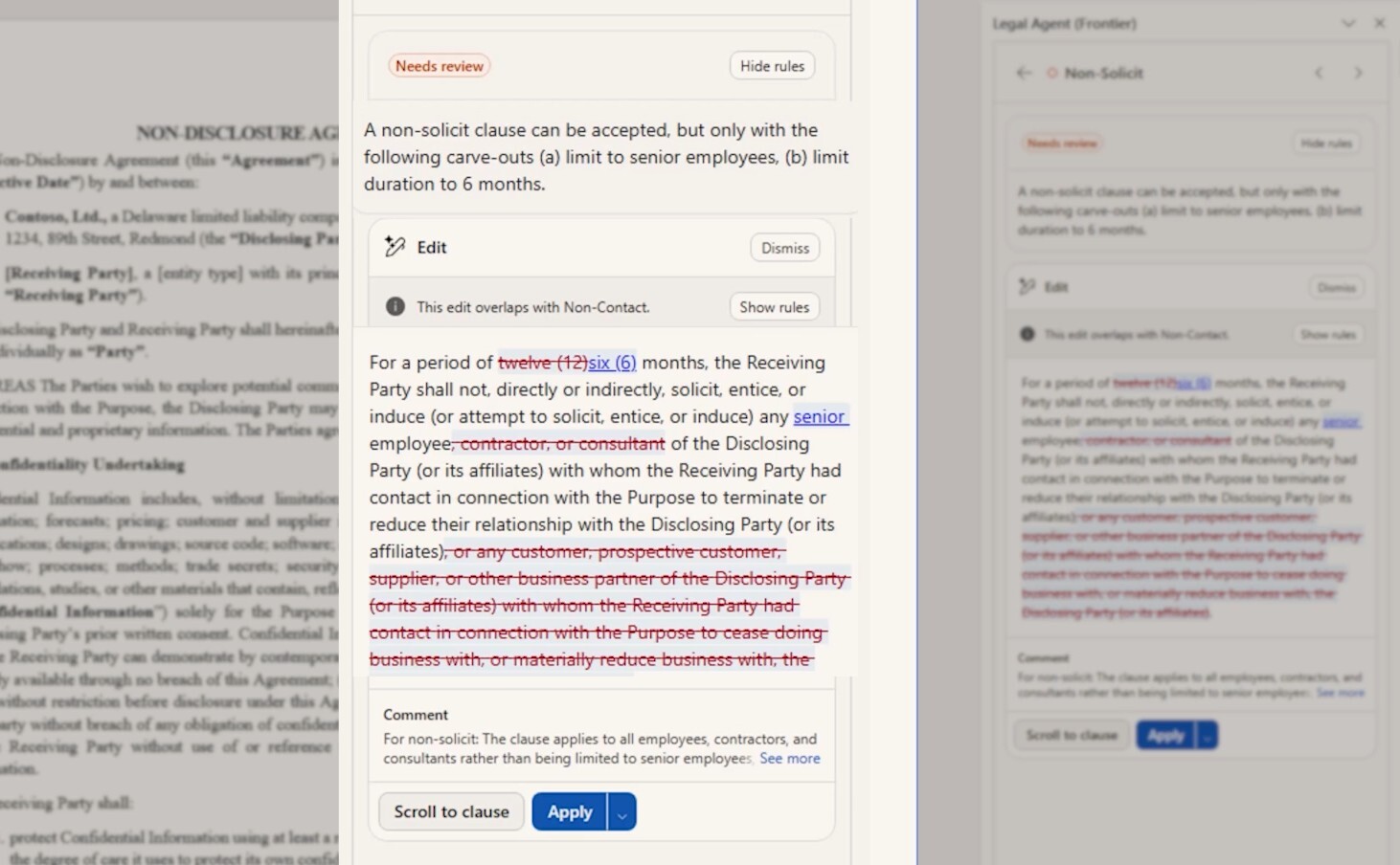 The Legal AI Agent in action within Word
