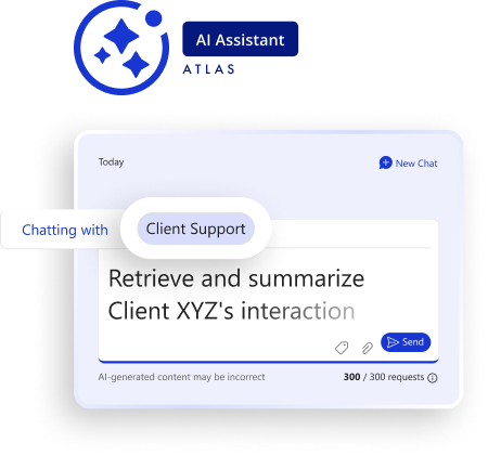 Atlas AI Assistant logo and screenshot of chat