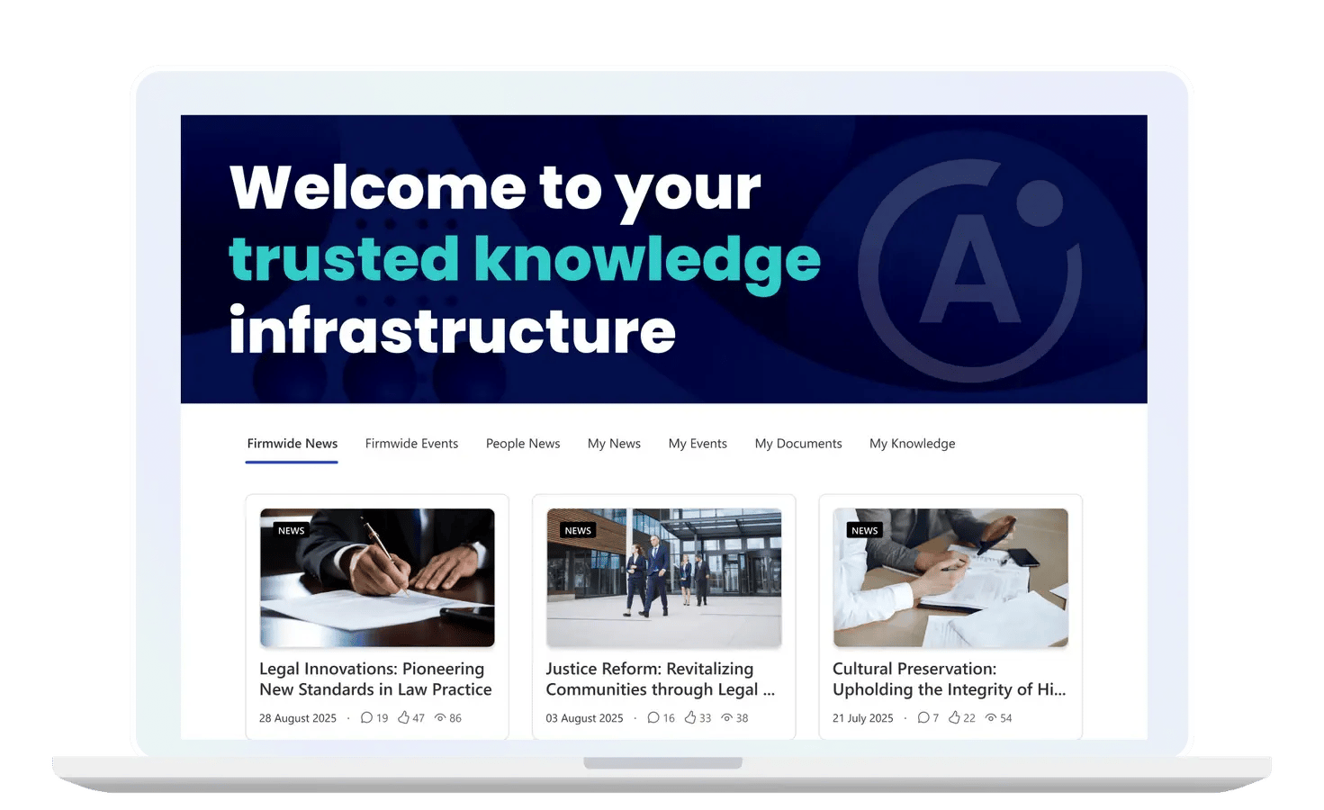 Welcome to your trusted knowledge infrastructure screen mockup
