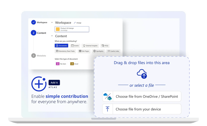 Add It mobile with icon Workspace and Content pop ups