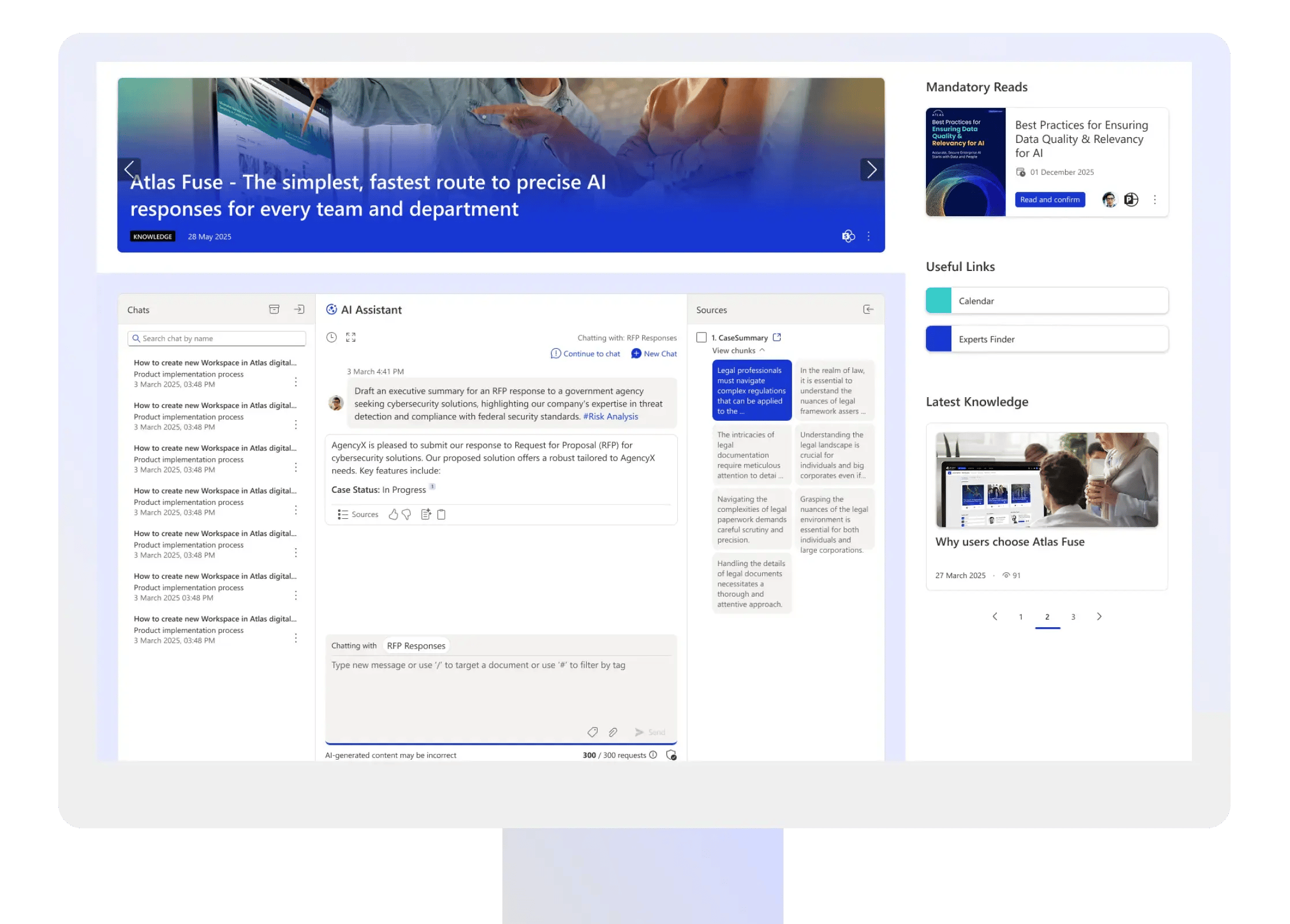 Atlas AI Assistant web part on desktop