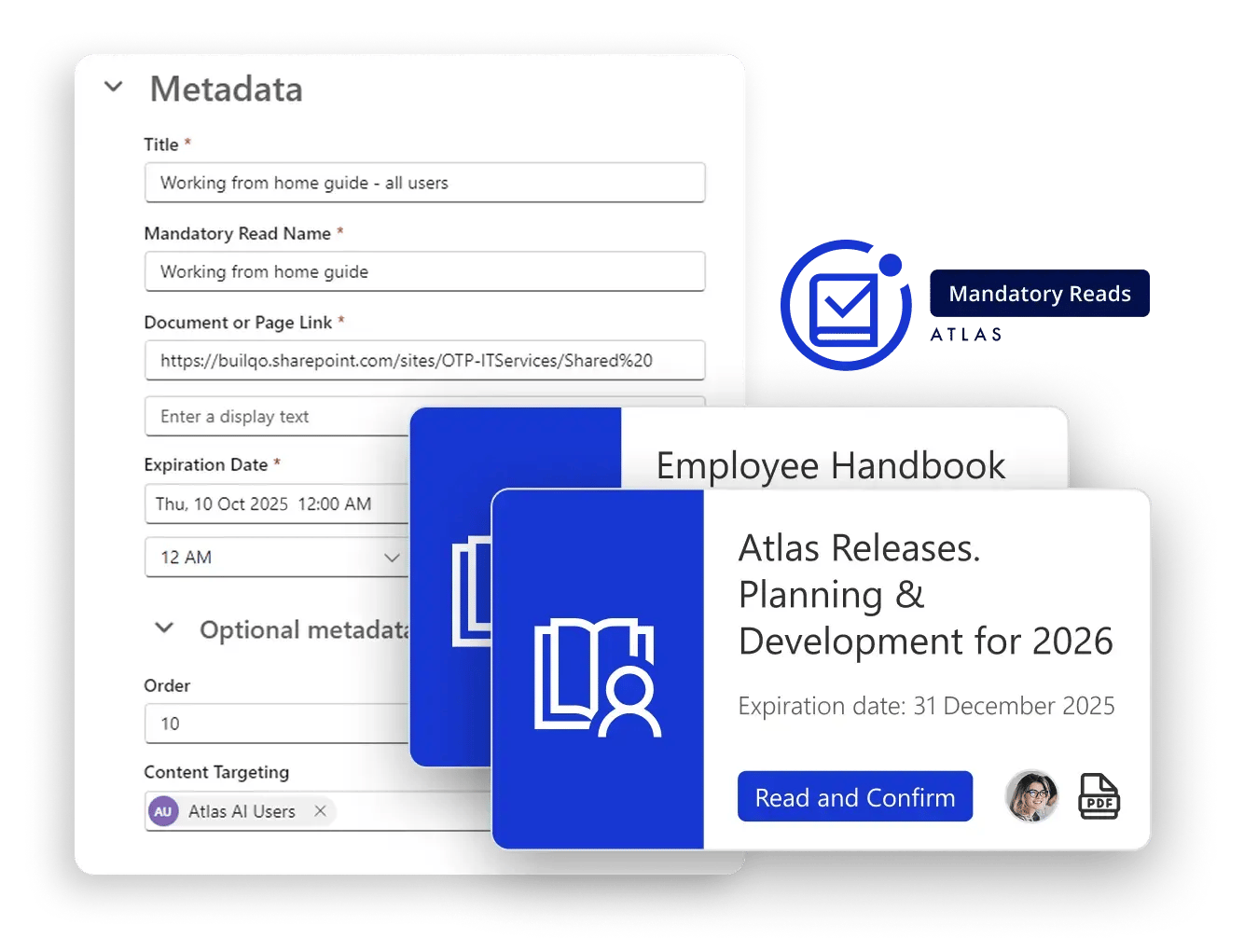 Mandatory Reads Screen Cascade Atlas Releases Employee Handbook Metadata