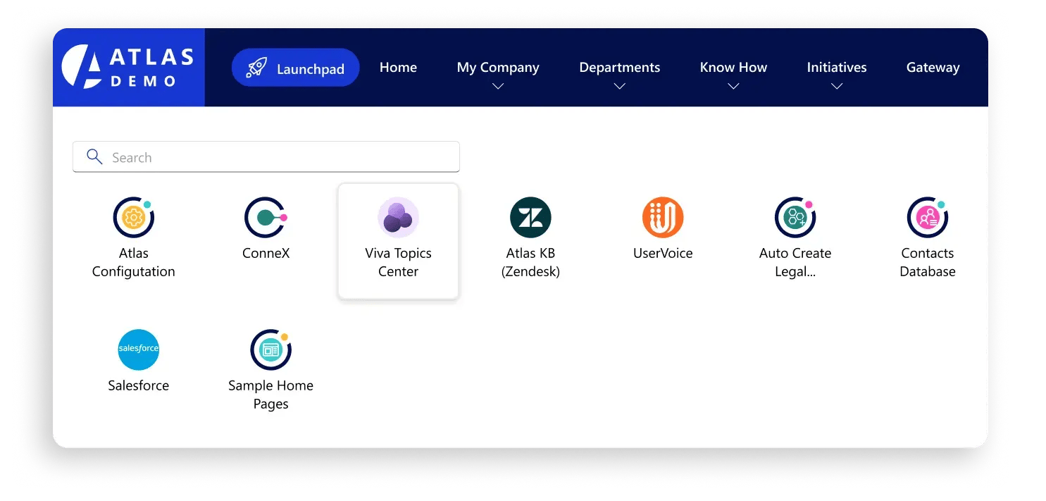 Atlas Demo Launchpad Screen Launchpad with icons
