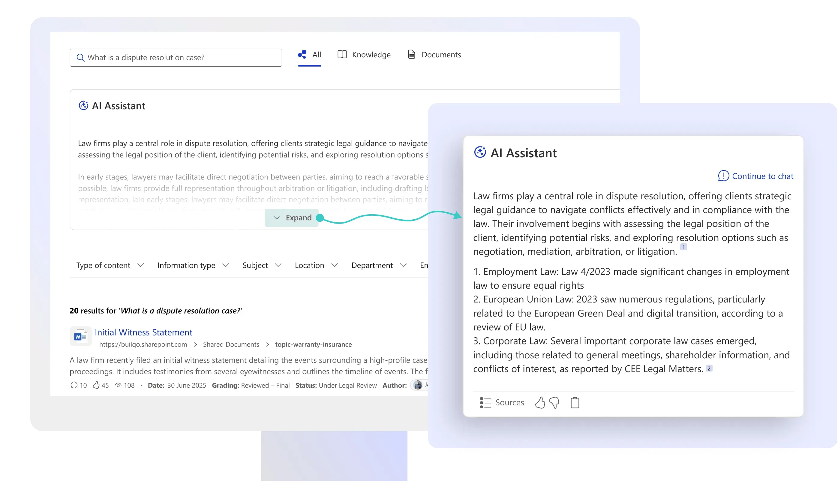 Hybrid Search screen view