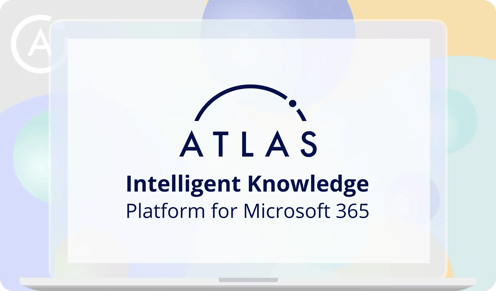 Atlas logo with tagline on laptop with background