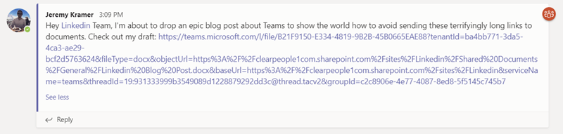 MS Teams long URL.