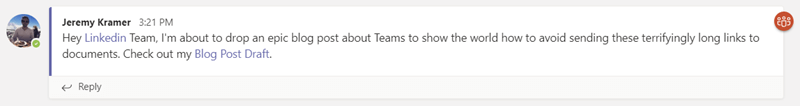 MS Teams short URL.