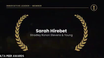 Sarah Hirebet is winner of the Innovative Leader of the Year Award ILTA