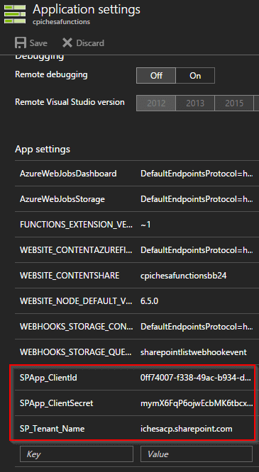 Applications settings overview