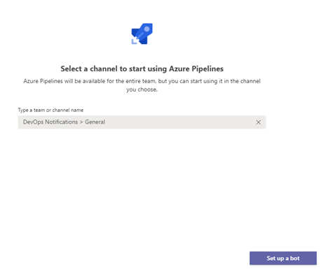 Azure Pipelines Set up a bot screenshot