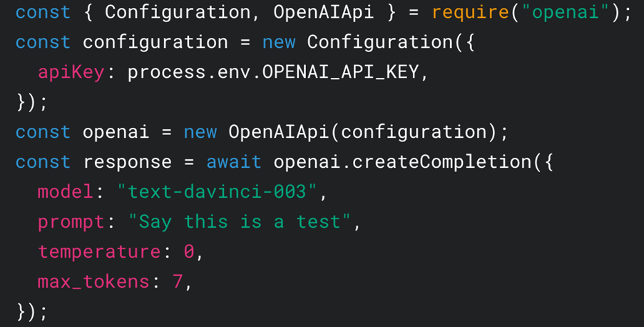 Code snippet to use the library with OpenAI API