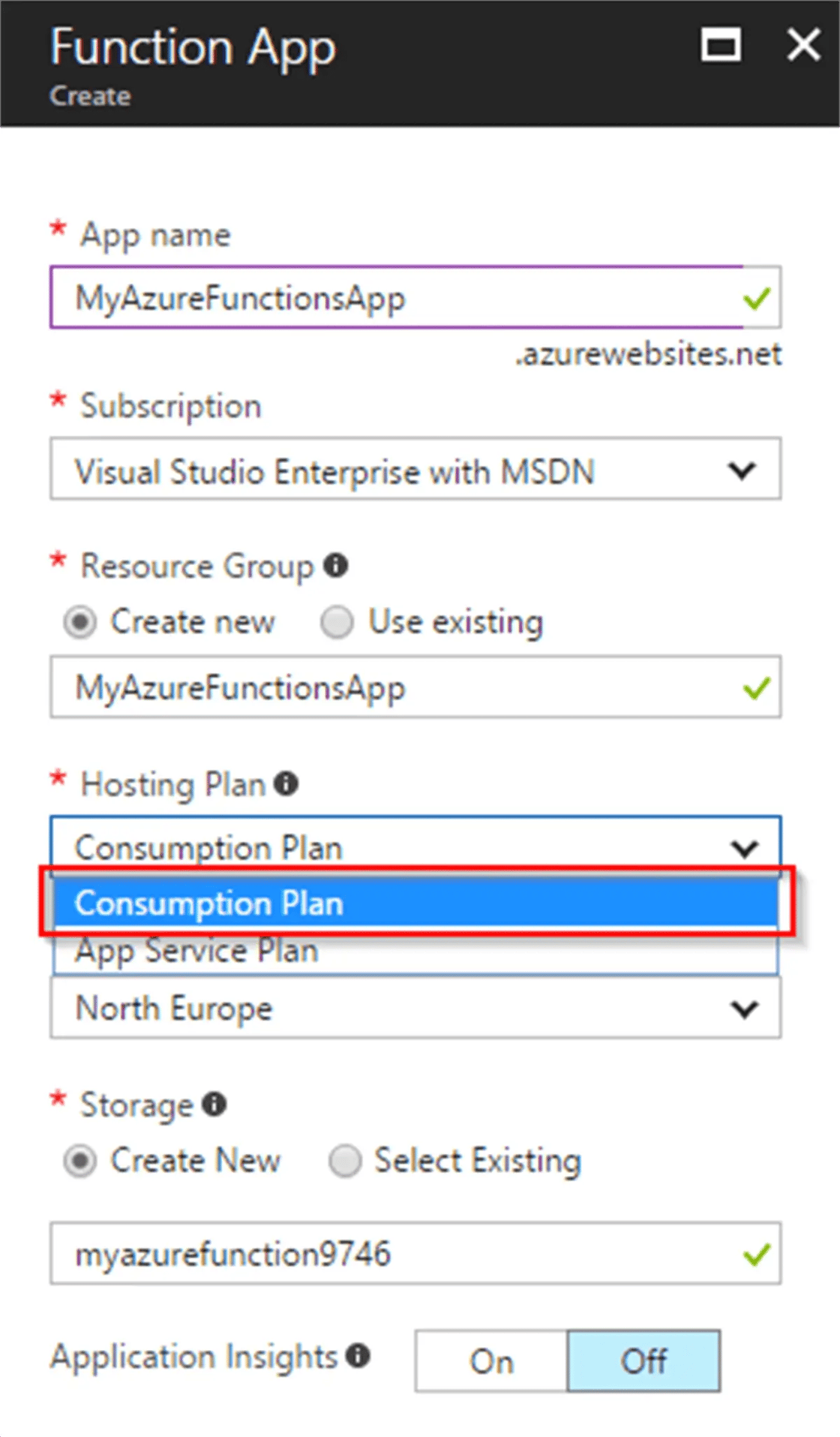 Functions App in Azure Consumption plan