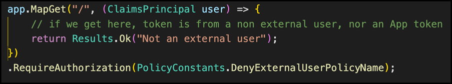 How to deny external users calling your Azure AD secured API - Apply deny external users