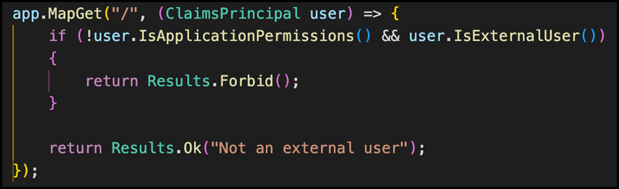 How to deny external users calling your Azure AD secured API - External users endpoints
