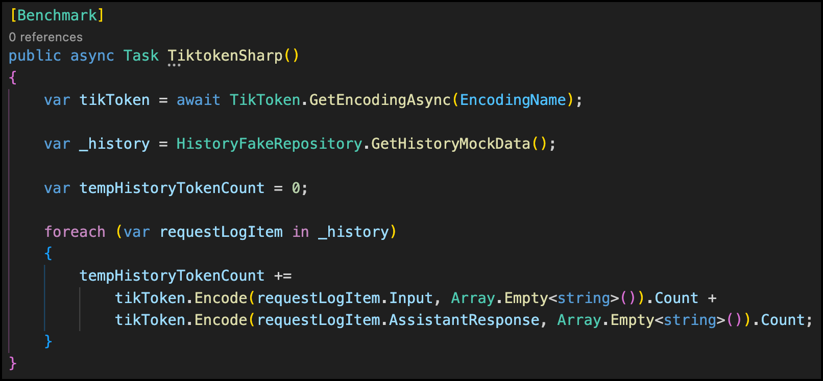 Code example for AI benchmark