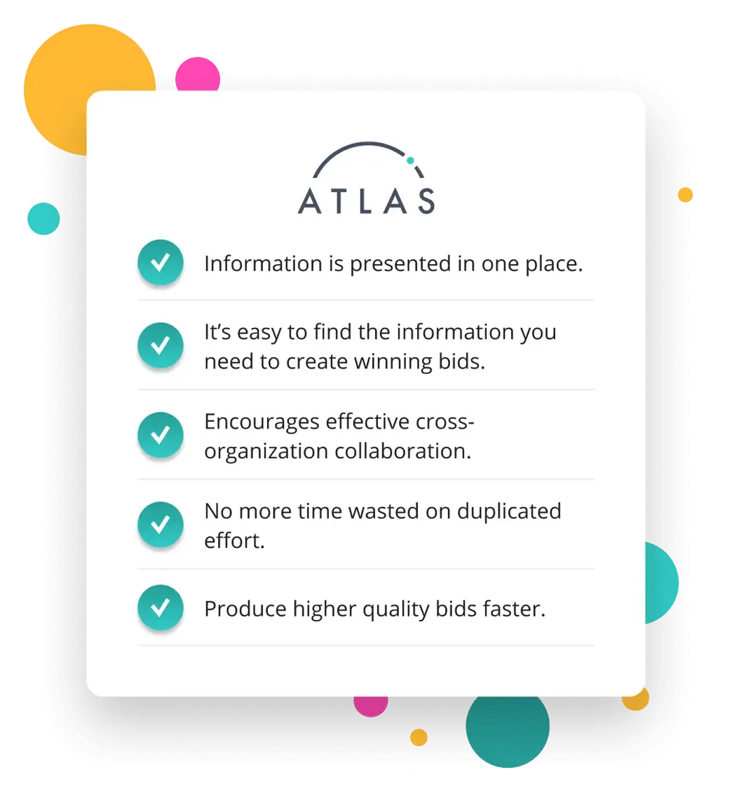 Atlas Bid Hub Clipboard Information in one place easy to find effective cross organization collaboration no time wasted on duplicated effort