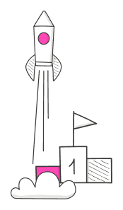 Rocket and number 1 flag pink