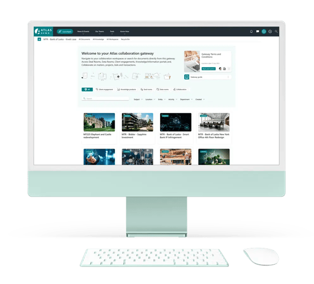 Monitor Mockup of an extranet welcome to your Atlas Collaboration Gateway