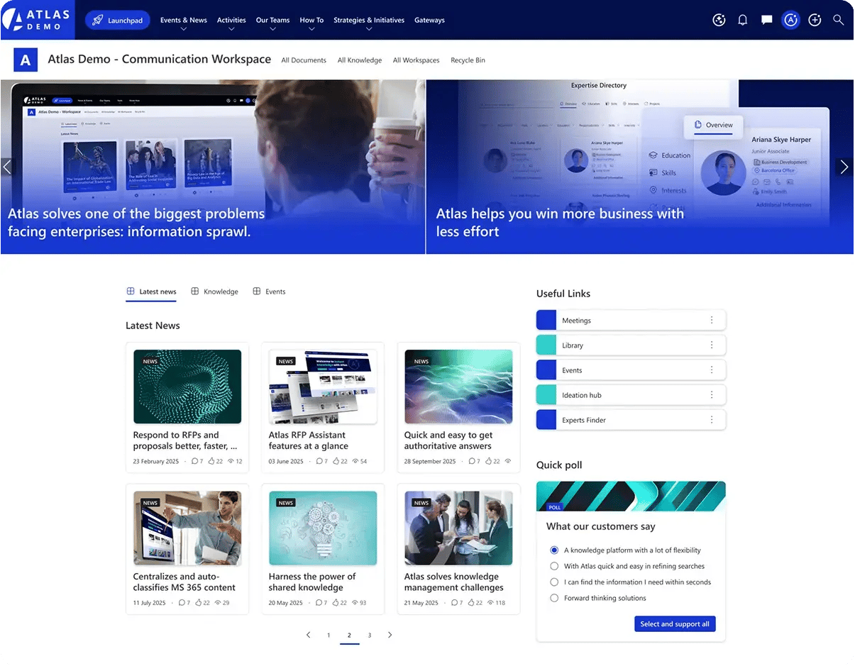 Screenshot of Atlas Intranet homepage