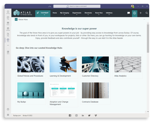 Screenshot of Atlas Knowledge Landing Page in Microsoft Teams