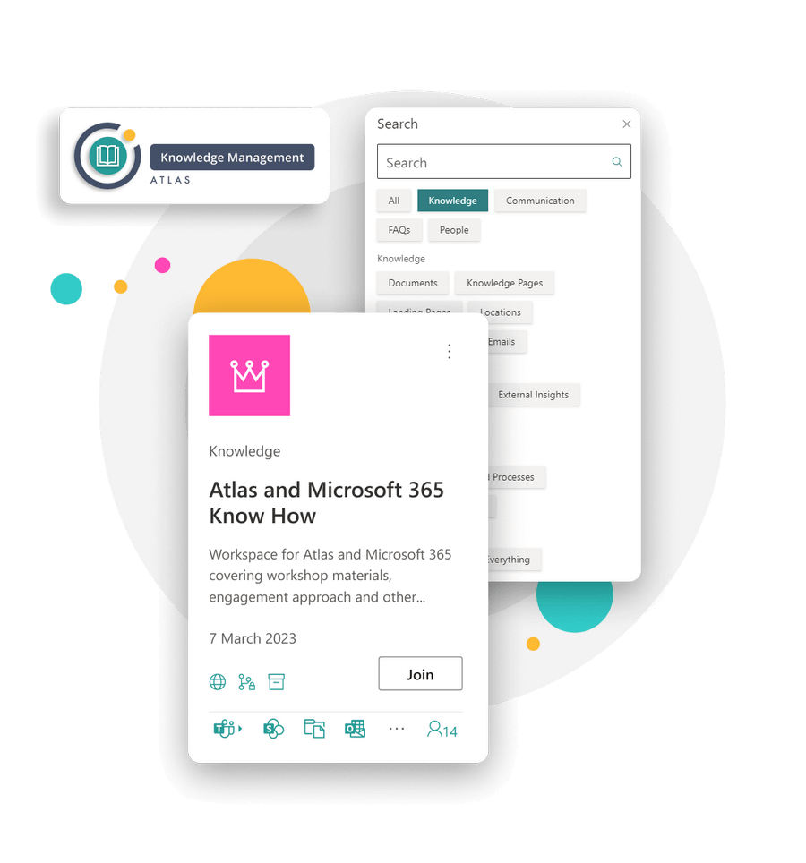 Screenshots of Atlas Knowledge Management features