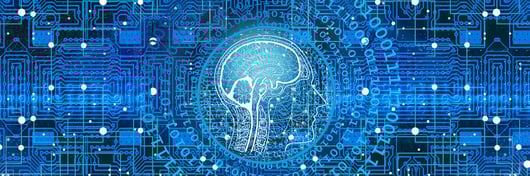 Abstract brain illustration with code