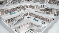 White concrete building that looks like library