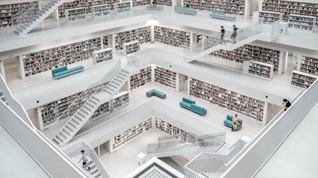 White concrete building that looks like library