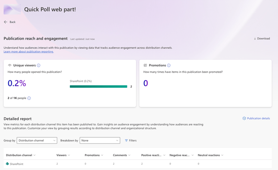 Quick Poll Web Part Atlas Microsoft Analytics