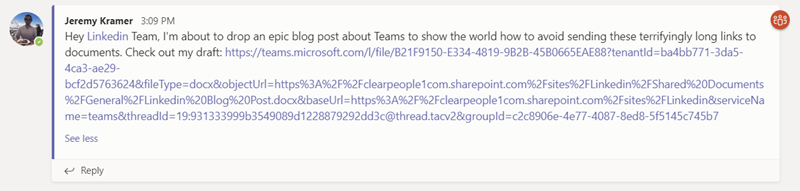 Long links in Microsoft Teams looking really unfriendly