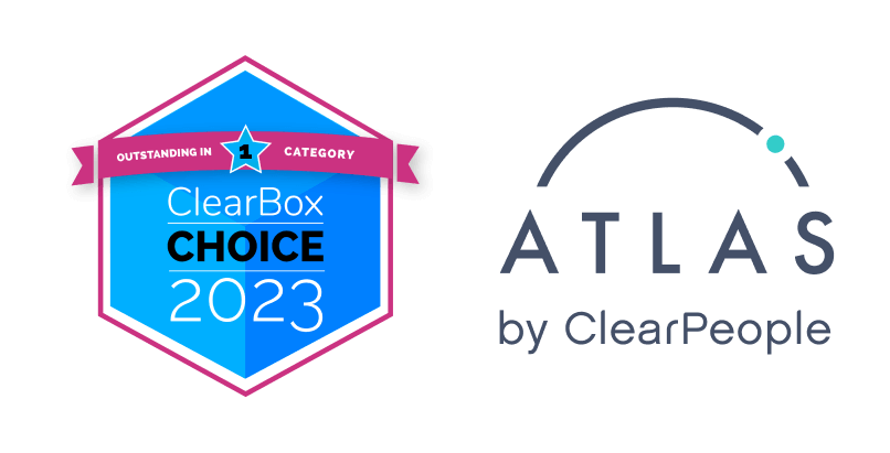 ClearBox Choice 2023 badge and Atlas by ClearPeople logo