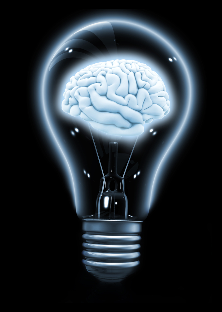 lightbulb with a 3D brain illustration