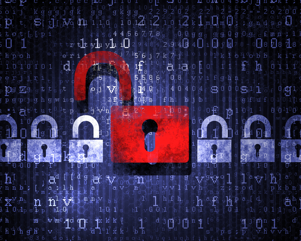 Security concept lock on digital screen